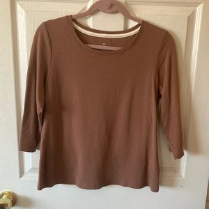 Isaac Mizrahi Live size small brown 3/4 length sleeve tshirt